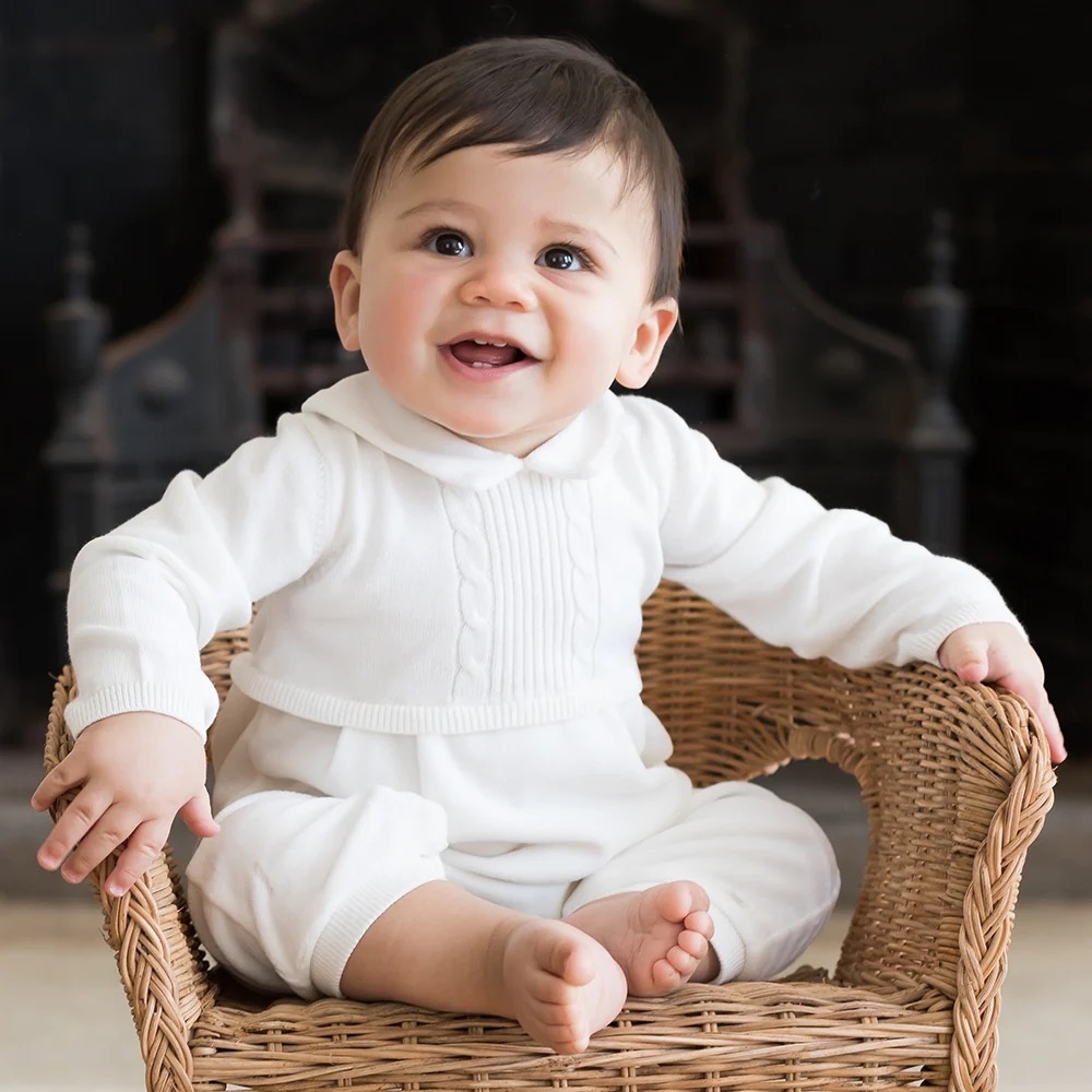 Langston Ivory Traditional Baby Boys All in One with Hat by Emile et Rose