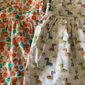 Reversible Pinafore Dress - Apple and Dinosaur by Ruth Lednik