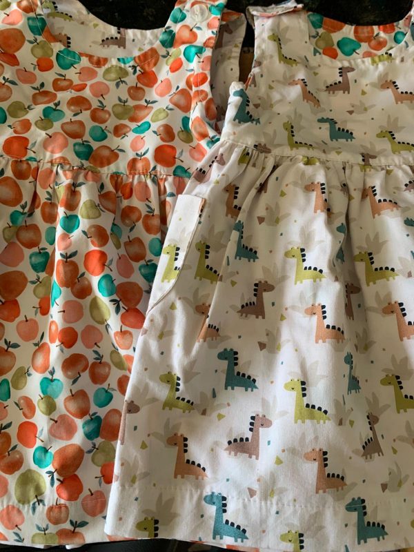 Reversible Pinafore Dress - Apple and Dinosaur by Ruth Lednik