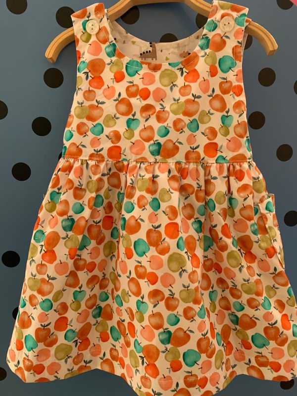 Reversible Pinafore Dress - Apple and Dinosaur by Ruth Lednik