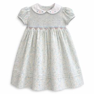 Sarah Louise smocked dress with details on the collar
