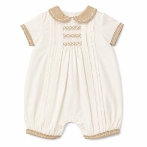 Sarah Louise smocked ivory romper